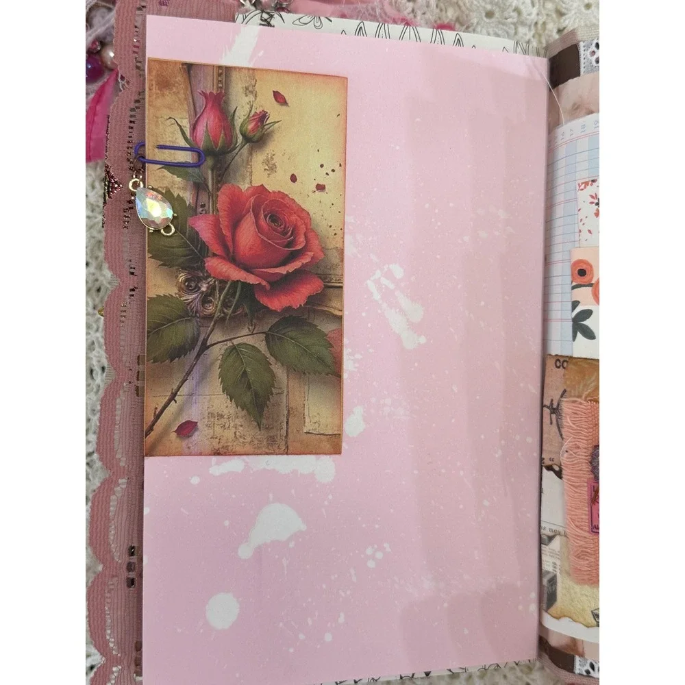 Vintage Style Lace Rose Front Junk Journal